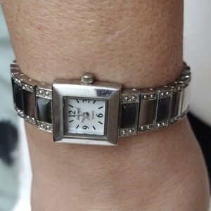 Eternity Silver and Black Square Face Watch